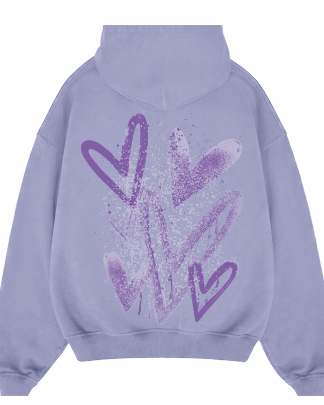 Lilac Scatter Heart Printed  Hoodie Kids
