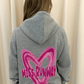 Miss Runway Pink Heart Graffiti Hoodie Grey