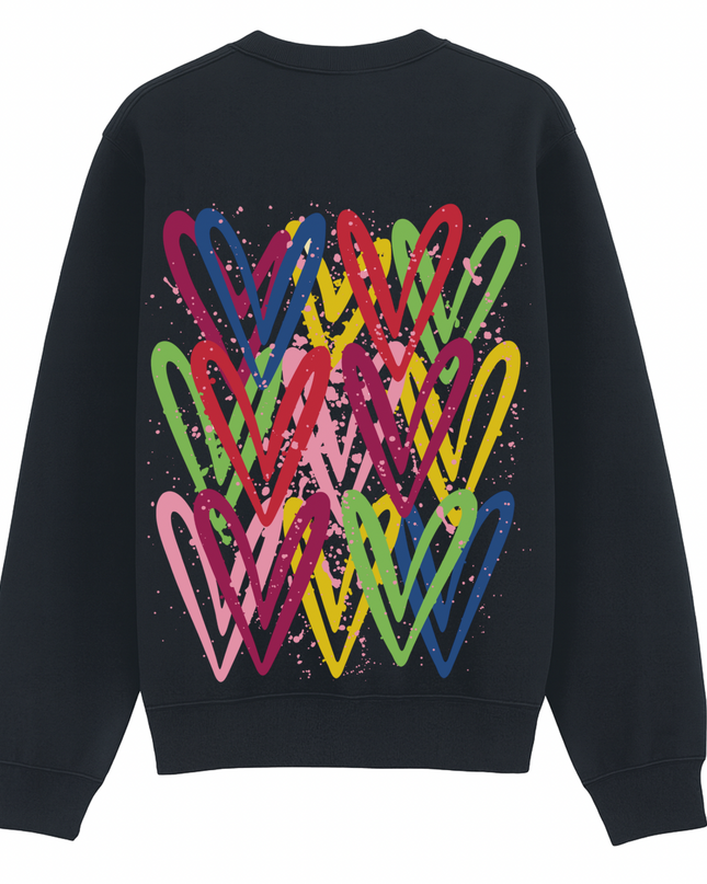 Dark Multicoloured Heart Printed Sweatshirt Kids