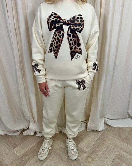 Leopard Bow  Kids Sweatshirt Tracksuit