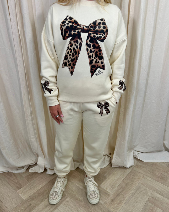 Leopard Bow  Kids Sweatshirt Tracksuit