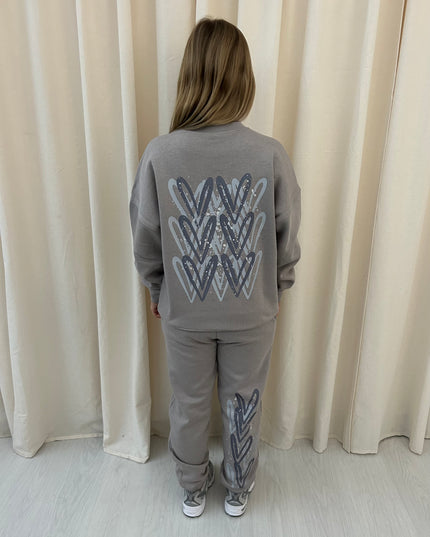 Grey Heart Graffiti Sweatshirt Tracksuit Dove Grey