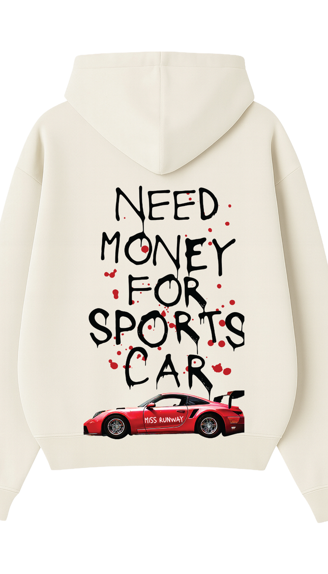 Need Money For Sports Car Red Hoodie – adult printed hoodie by Miss Runway