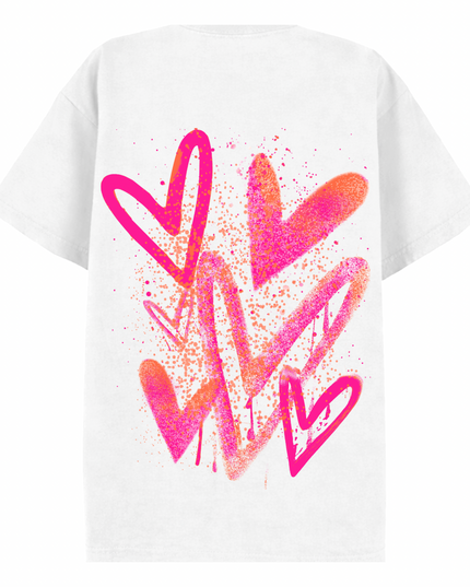 Neon Scatter Heart Printed T-shirt Kids