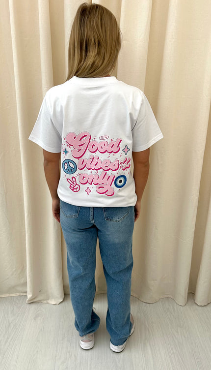 Good Vibes Only Graffiti T shirt White