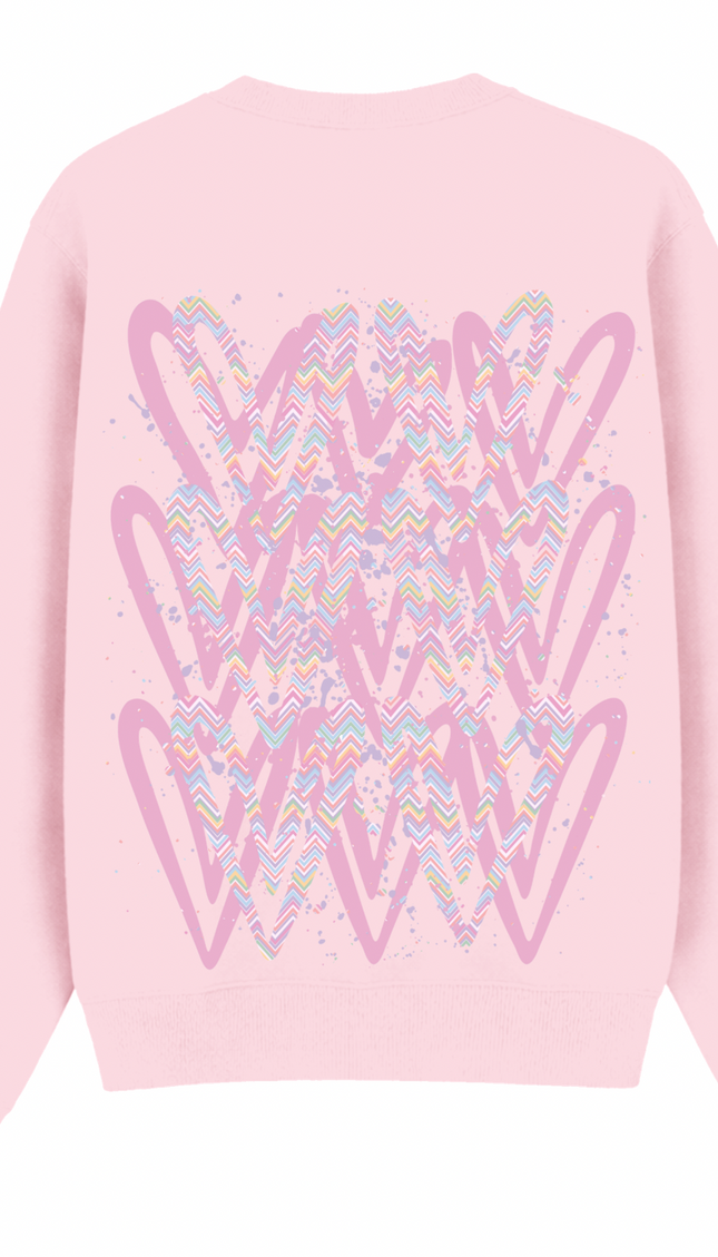 Pastel Zig Zag graffiti heart sweatshirt with spray paint effect print – women's sweatshirt by Miss Runway