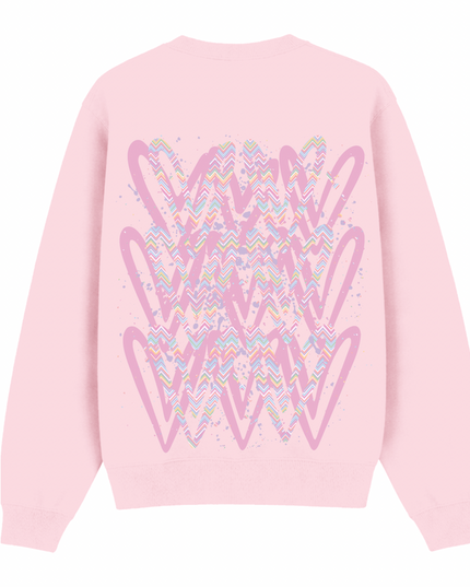 Pastel Zig Zag Heart Printed Sweatshirt Adults