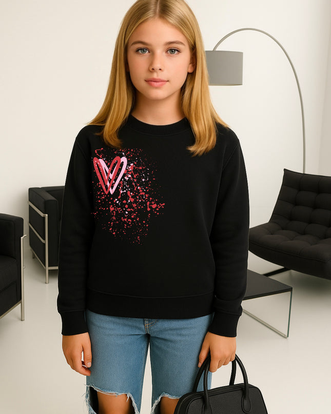 Pink/Red Heart Printed Sweatshirt