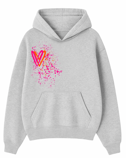 Neon Heart Printed Hoodie Adults