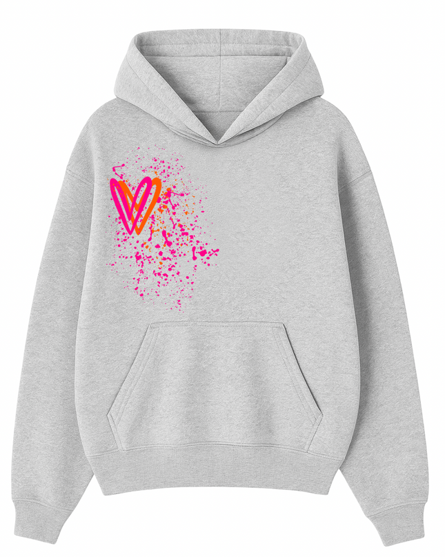 Neon Heart Printed Hoodie Kids