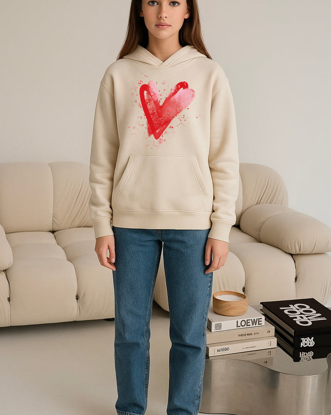 Red/Pink Scatter Hearts Printed Hoodie