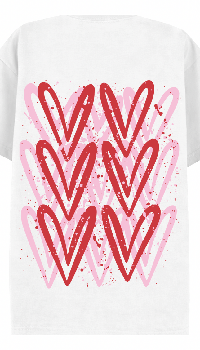 Pink/Red graffiti heart T-shirt with spray paint effect print – women's T-shirt by Miss Runway
