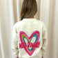 Miss Runway Multicolour Heart Graffiti Sweatshirt Cream