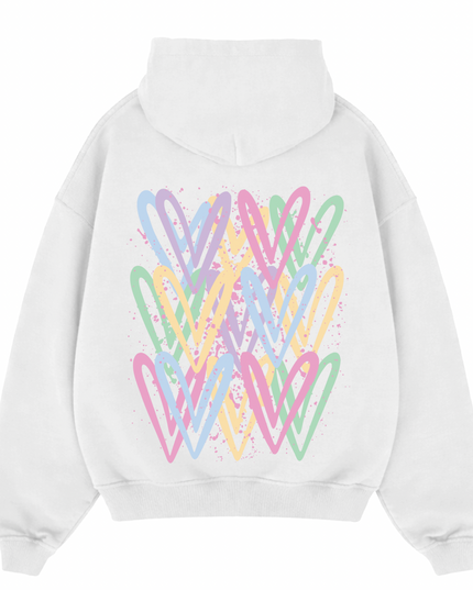 Pastel Heart Printed Hoodie Adults