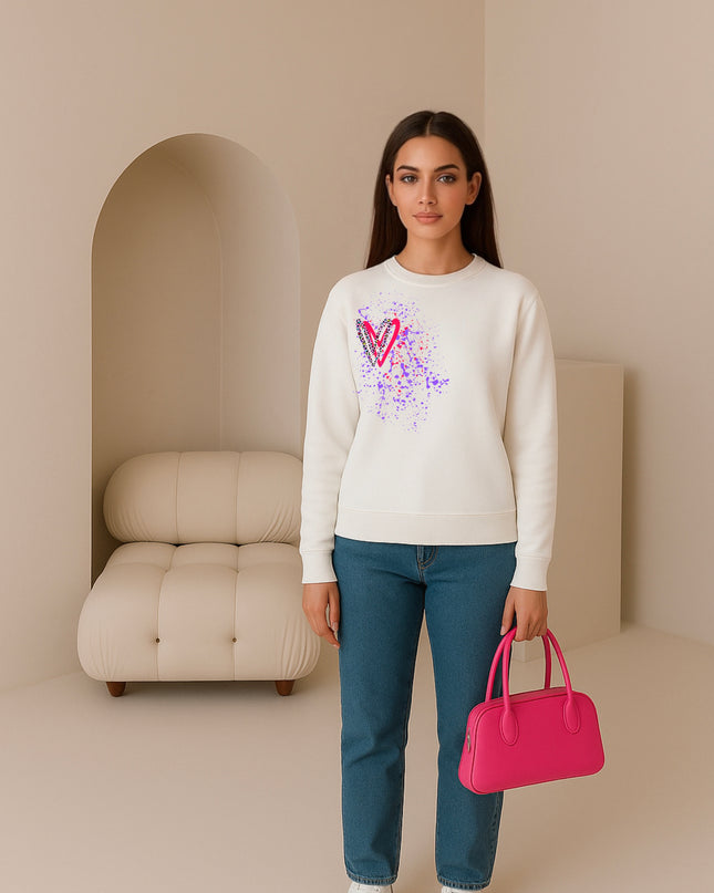 Multicoloured Leopard Heart Printed Sweatshirt