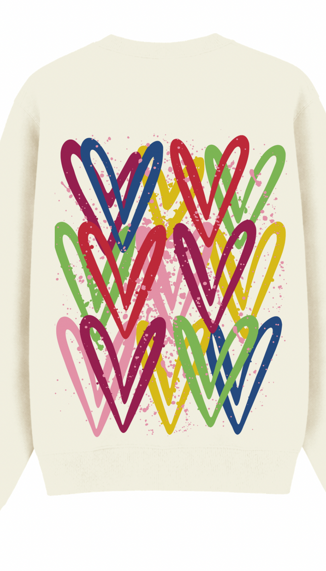 Dark Multicoloured Heart Printed Sweatshirt – additional view
