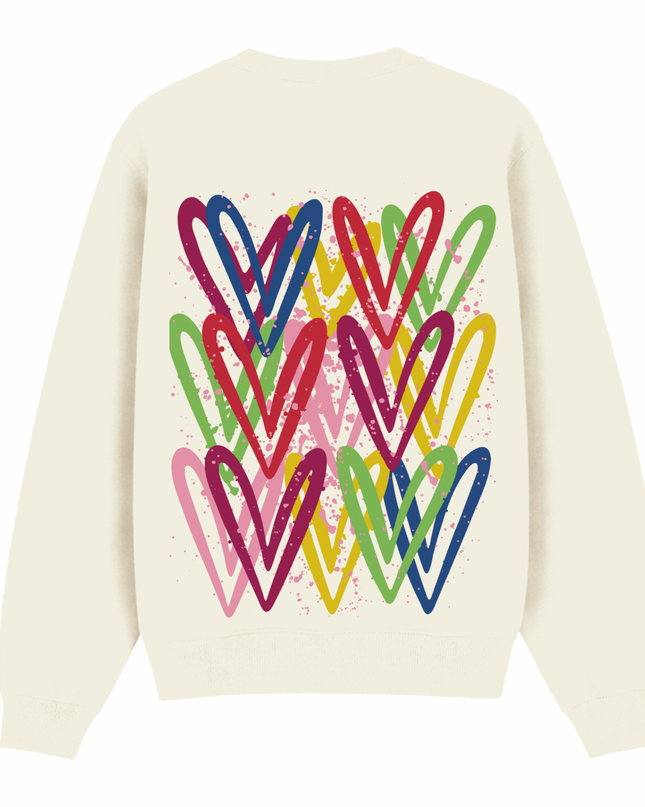 Dark Multicoloured Heart Printed Sweatshirt Kids