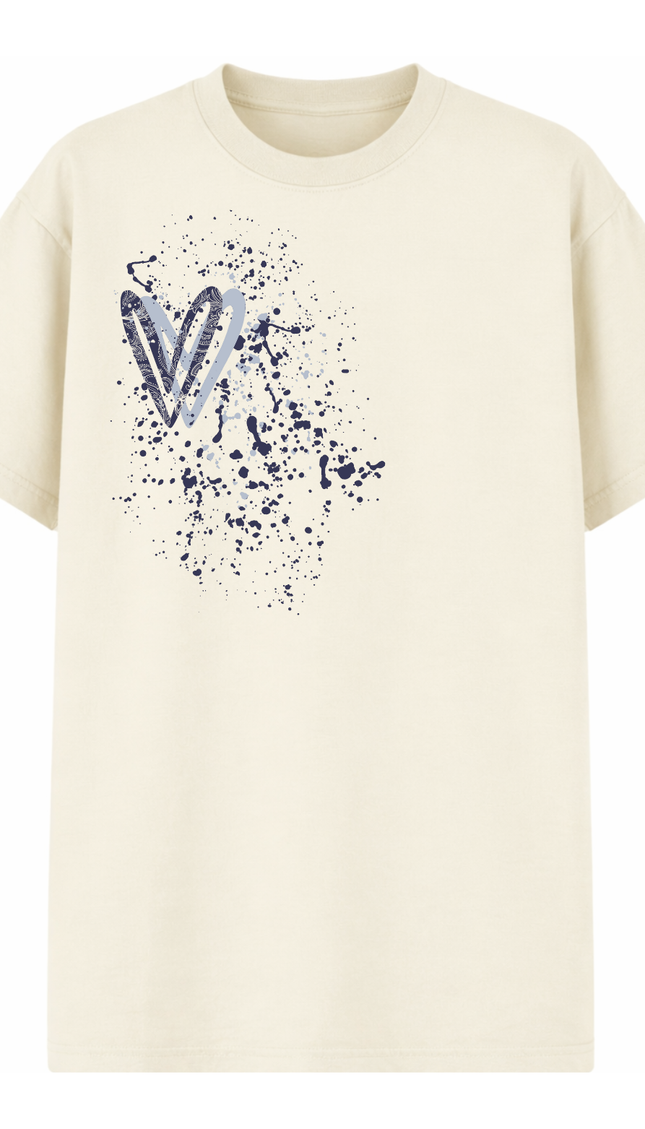 Navy Paisley Heart Printed T-shirt – image 4
