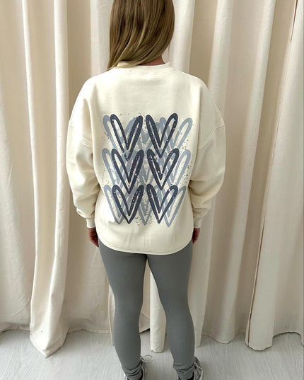 Grey Heart Printed Sweatshirt & Leggings Adults