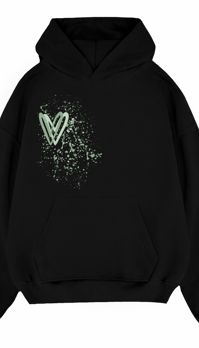 Sage Green Heart Printed Hoodie – image 6
