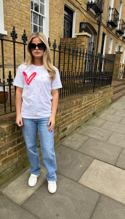 Neon Pink & Orange Heart T-Shirt