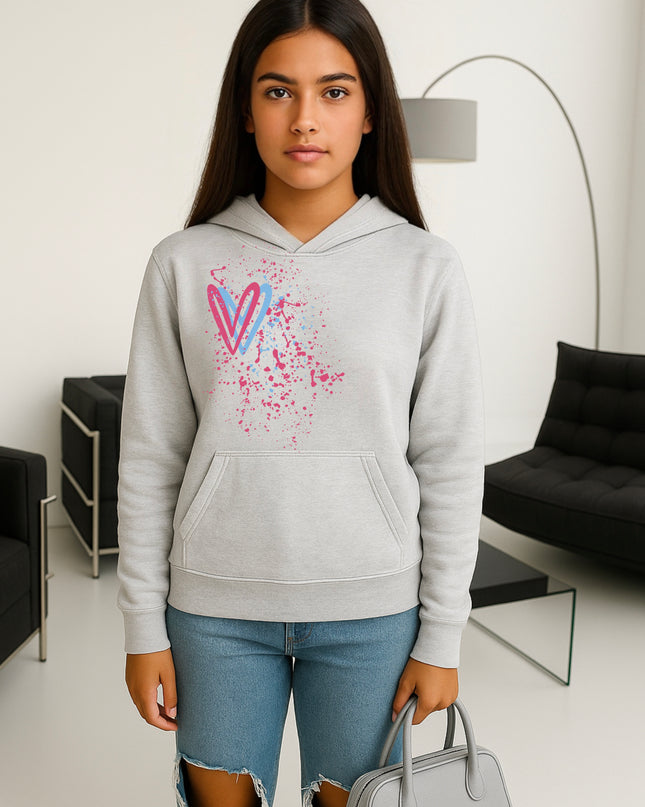 Multicoloured Heart Printed Hoodie