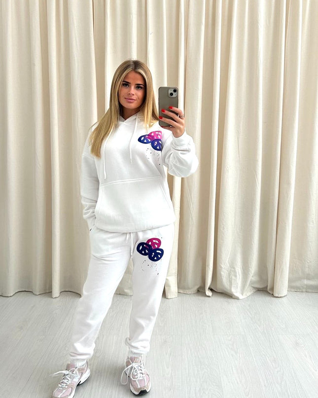 Peace & Love Graffiti Hooded Tracksuit White