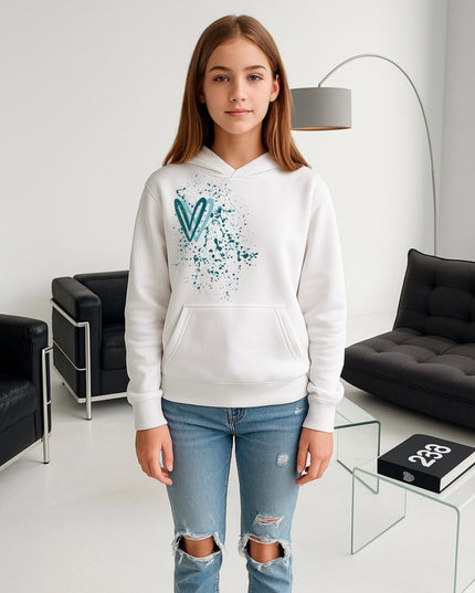 Teal Heart Printed Hoodie