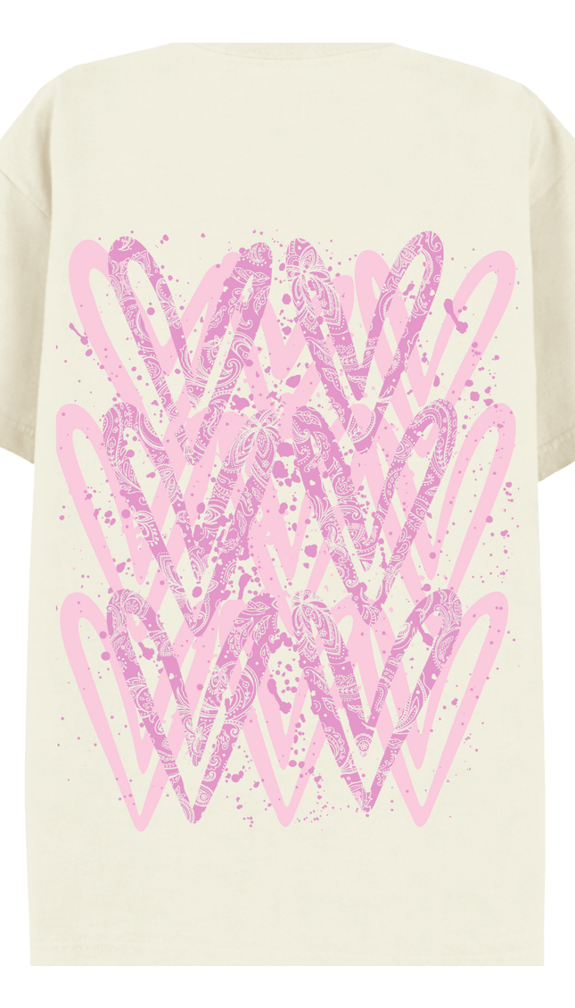Pink Paisley Heart Printed T-shirt – additional view