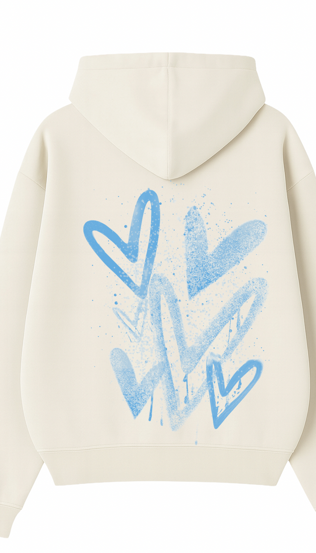 Blue Scatter Heart Printed Hoodie – additional view