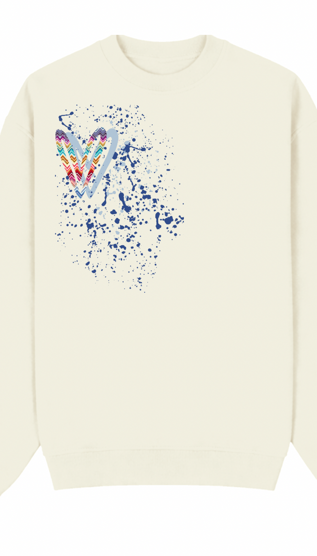 Multicoloured Zig Zag Heart Printed Sweatshirt by Miss Runway – image 2