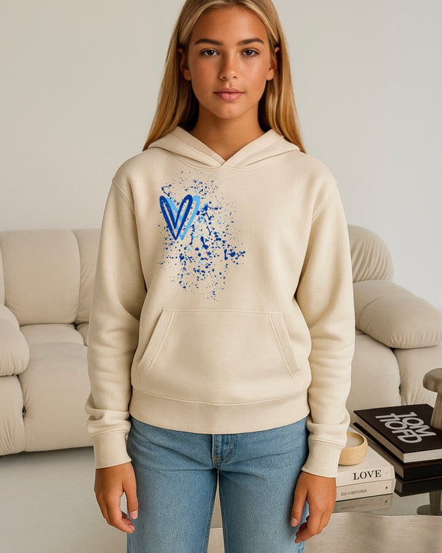 Royal Blue Heart Printed Hoodie