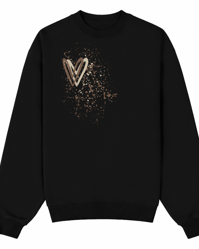 Beige Heart Printed Sweatshirt Kids