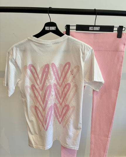 Pink Heart Printed Legging Set