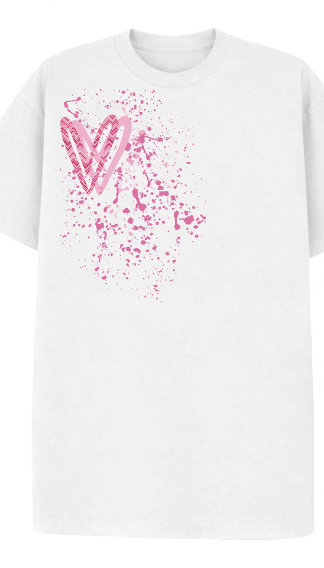 Hot Pink Zig Zag Heart Printed T-shirt – image 4