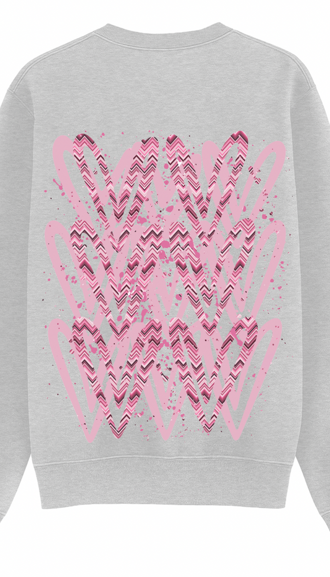 Pink Zig Zag Heart Printed Sweatshirt – image 7