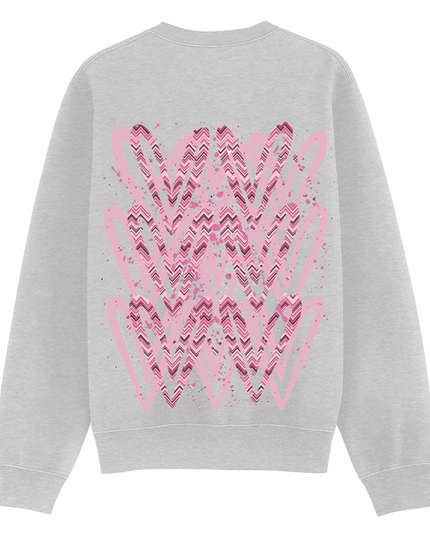 Pink Zig Zag Heart Printed Sweatshirt Adults
