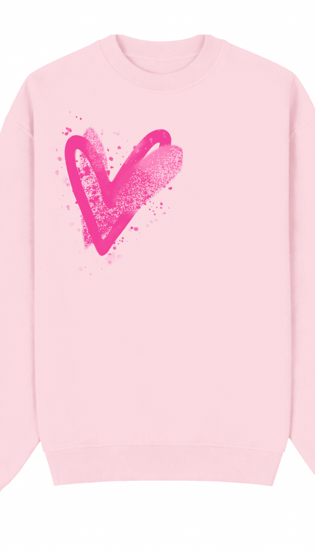 Hot Pink Scatter Heart Printed Sweatshirt by Miss Runway – image 2