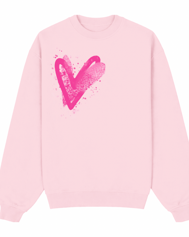 Hot Pink Scatter Heart Printed Sweatshirt Kids