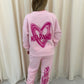 Miss Runway Pink Heart Graffiti Sweatshirt Tracksuit Pink