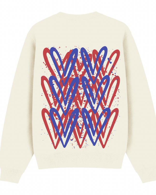 Red/Royal Blue Heart Printed Sweatshirt Kids