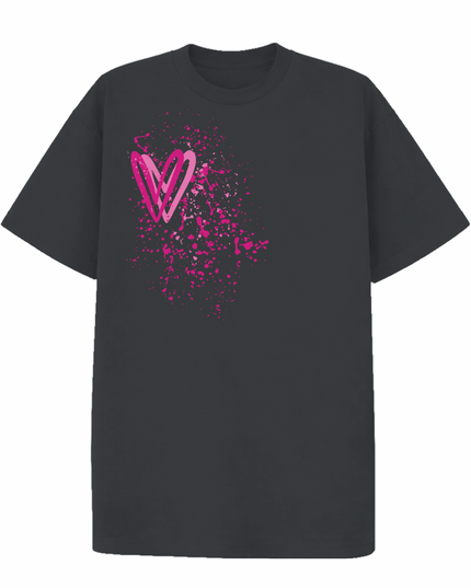 Hot Pink Heart Printed T-shirt Adult
