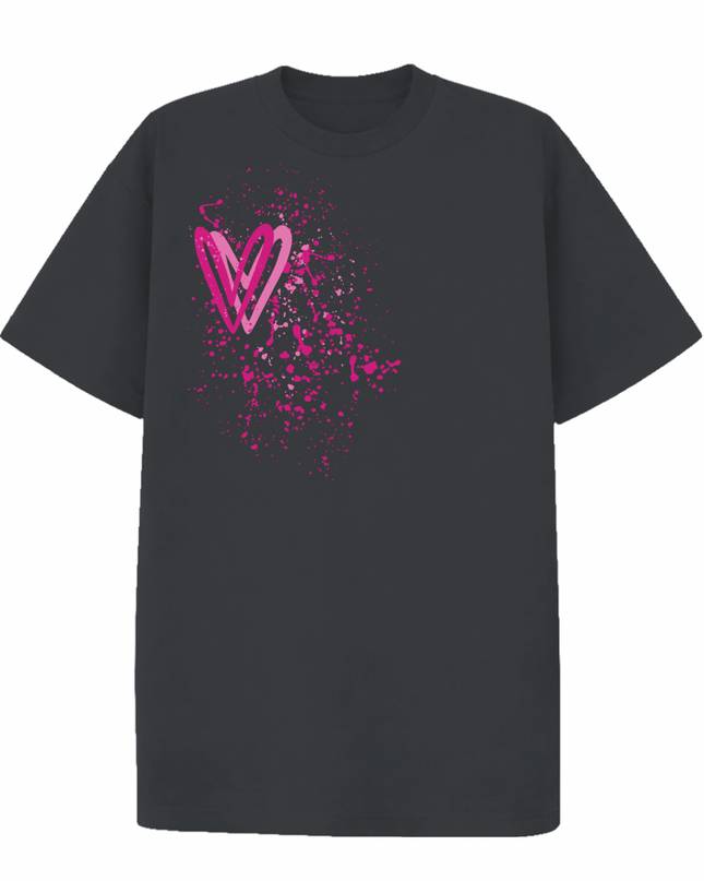 Hot Pink Heart Printed T-shirt Adult