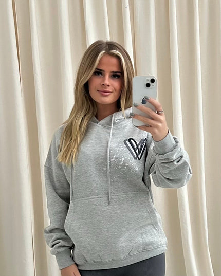 Dark Grey Heart Printed Hoodie Adults