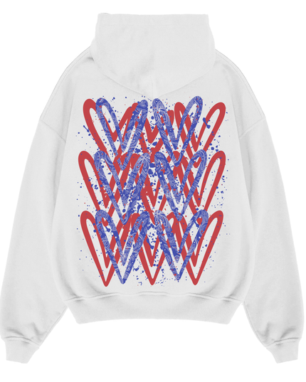 Blue/Red Paisley Heart Printed  Hoodie Kids
