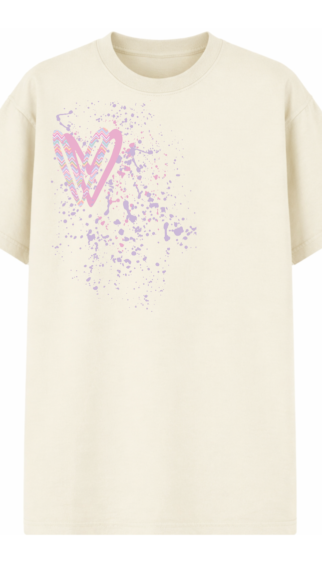 Pastel Zig Zag Heart Printed T-shirt – image 10