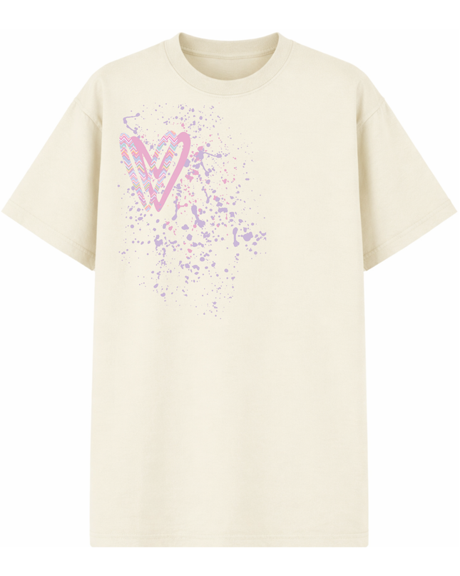 Pastel Zig Zag Heart Printed T-shirt Adult