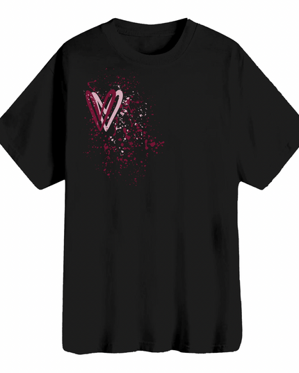 Burgundy Heart Printed T-shirt Adult