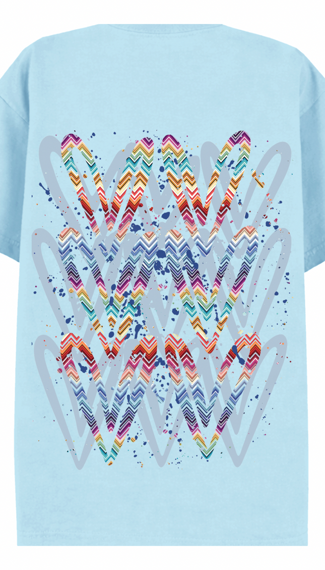 Multicoloured Zig Zag Heart Printed T-shirt – image 7