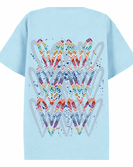 Multicoloured Zig Zag Heart Printed T-shirt Kid
